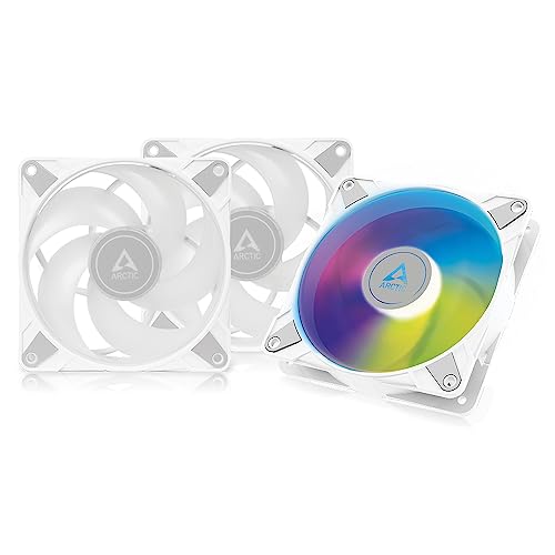 ARCTIC P12 PWM PST A-RGB (3 Pack) - 120 mm PWM case Fan Optimized for Static Pressure, case Fan, semi-Passive: 0-2000 RPM, 5V 3 pin ARGB LED, Single Fan - White