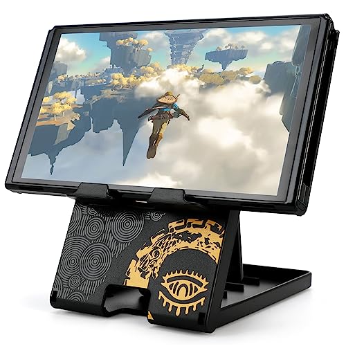 Tscope Cute Switch Stand for Nintendo, for Zelda Tears of The Kingdom Switch Lite Holder Bracket, Adjustable Foldable Portable Compact Playstand for Switch OLED - Black-Tears