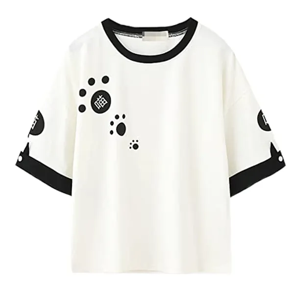 Teen Mädchen Süßes T-Shirt Kawaii Kätzchen Druck Kurzarm T-Shirts Rundhals Tee Tops Sommer Lose T-Shirt