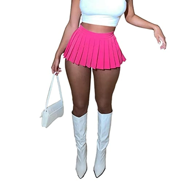 Women's Mini Pleated Skirts Sexy Club Y2k High Wiast Stretchy Tennis Skater A-line Skirt