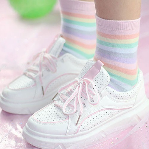 Milky Rainbow Socks - Pastel Rainbow