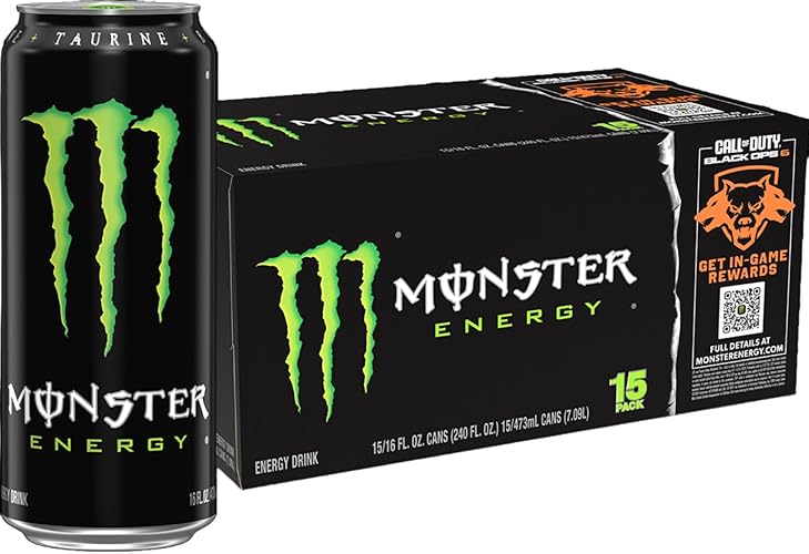 Monster Energy Drink, Green, Original, 16 Ounce (Pack of 15) - Original - 15 Pack