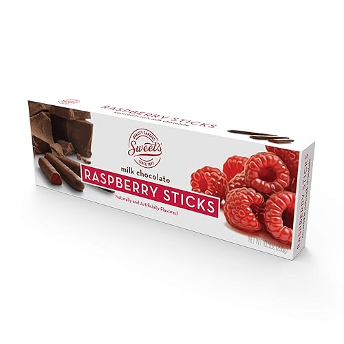Sweet Candy Company Milk Chocolate Raspberry Sticks - Gourmet Chocolate Covered Sticks, Chocolate Fruit Flavored Sticks, Gift Idea for Holidays, Gluten Free, Kosher - 10.5 oz Box - Raspberry - 10.5 Ounce (Pack of 1)