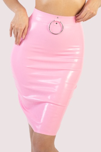 Imogen Pink Latex and Ring Pencil Skirt | US 14