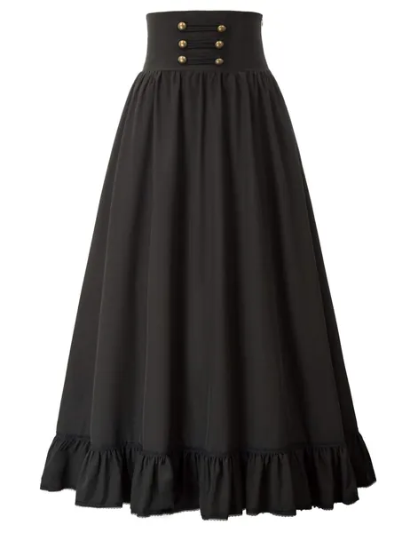 Scarlet Darkness Women Victorian Maxi Skirt Vintage High Waist Long Skirt