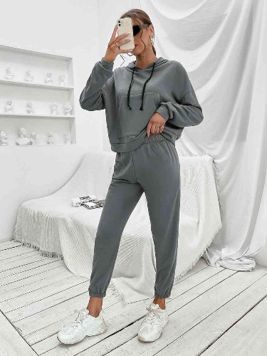 Sports Hoodie and Joggers Set - Charcoal / XL