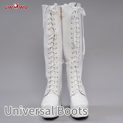 Uwowo Cosplay Shoes Universal Shoes Boots Black Blue White Rose High Tube Boots - White / 43