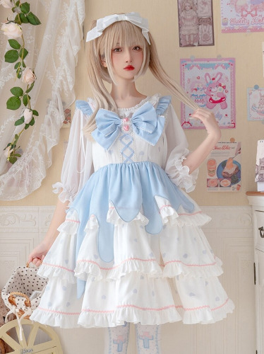 Polkadot Lolita Dress with a Drippy Design - XL