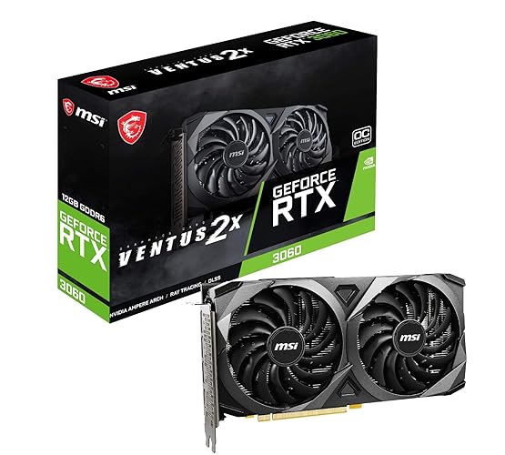 MSI GeForce RTX 3060 VENTUS 2X 12G OC Gaming Graphics Card - 12GB GDDR6, 1807 MHz, PCI Express Gen 4, 192-bit, 3x DP (v1.4), HDMI 2.1 (Supports 4K) - GeForce RTX 3060 VENTUS 2X 12G OC