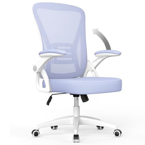 naspaluro Office Chair Ergonomic Desk Chair with 90° Flip-up Armrest Lumbar Support, Height Adjustable Office Desk Chair Executive Swivel Computer Chair with Padded Seat Cushion for Home/Office-Purple - Purple - Without Headrest