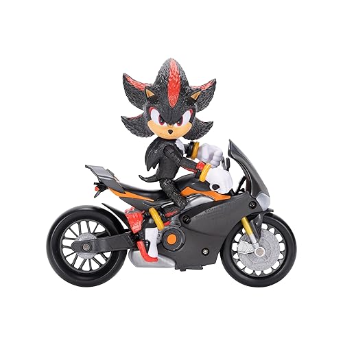 SONIC 3 MOVIE Sonic the Hedgehog Shadow Figure & Motorcycle by Jakks Pacific, Officially Licensed Sonic 3 Movie Collectible, Stands 5” / 12.7 cm Tall, Premium Action Figure, Suggested for Ages 3+