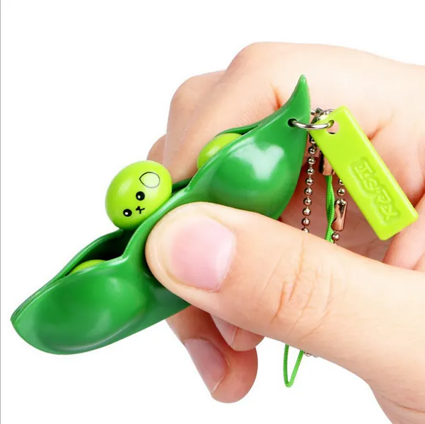 Expressive Soybean Keychain: Fun Fidget - Green