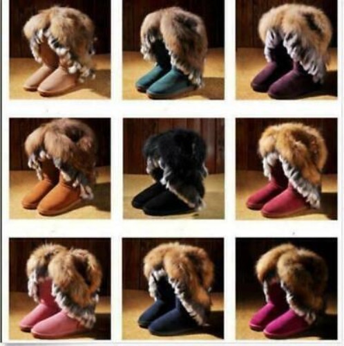 Hot Elegant Women's Winter Leather Fur Mid Calf Boots 