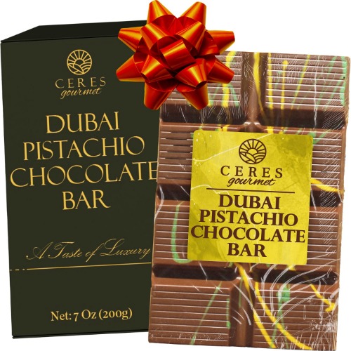 Dubai Chocolate Pistachio Bar 7oz | Famous Dubai Kunafa  Chocolate Bar | Crispy Kunafe with Pistachio Paste | Gourmet Dessert Gift