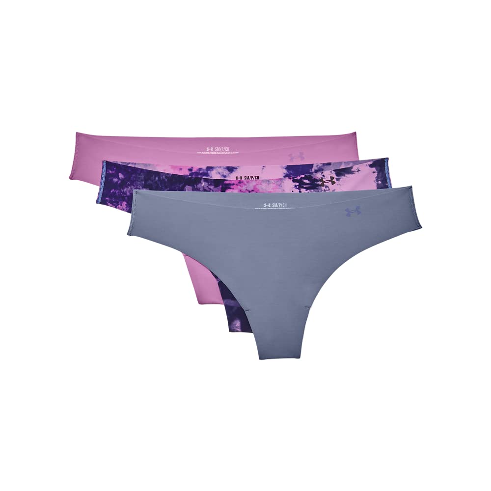 Under Armour Pure Stretch Thong 3-Pack Print Aurora Purple/Strobe/Jellyfish MD (US 8-10) - 