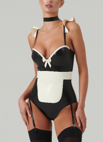 Latex Belle Body & Bow | S / Black and White