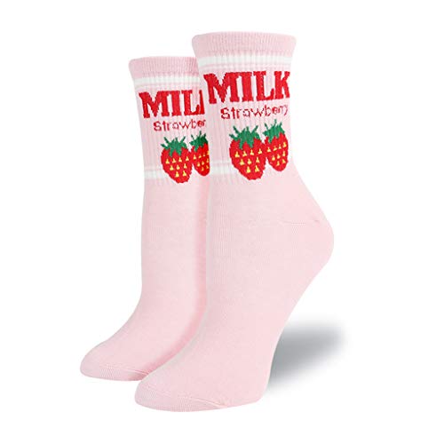 MIKI-Z Kawaii Sweet Women's Socks Funny Cute Cream Candy Color Milk Strawberry Socks For Girl Japanese Harajuku Funny Socks Calcetines Mujer