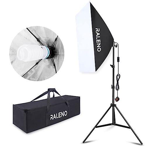RALENO Softbox Photography Lighting, Soft light for Studio, Portrait Photography and YouTube Video, Soft Box with Adjustable Lamp Stand and Portable Bag - Large