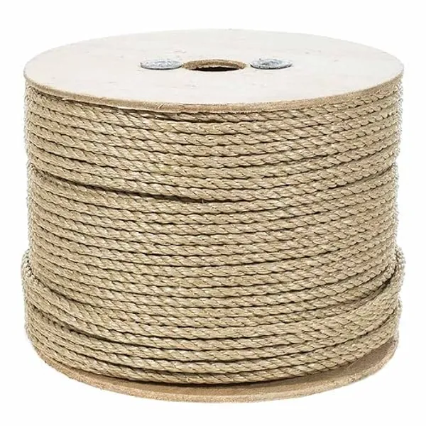 Rope & Cord | Pro-Manila Rope (UnManila) – 3 Strand Twisted Tan Cord – Diameter: 1/4" | 600 Feet - 600 Feet - Diameter: 1/4"