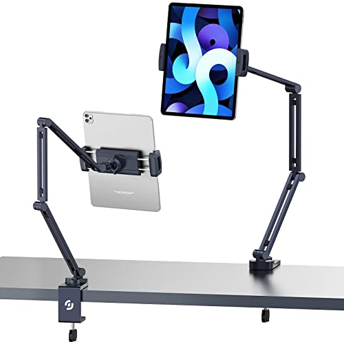VIJIM LS31 Aluminum Tablet Stand for Desk, Adjustable iPad Tablet Desk Mount, Flexible Tablet Holder for Bed Compatible with iPad Pro, iPad Air, iPad Mini, Galaxy Tab, iPhone & 4.6-12.9 Inch Devices
