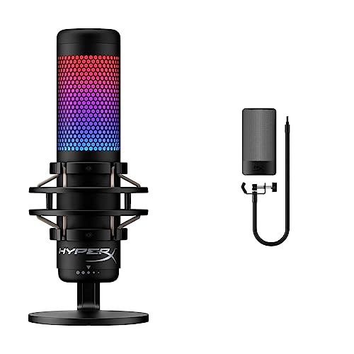 Bundle of HyperX QuadCast S – RGB USB Condenser Microphone for PC, PS4, PS5 and Mac, Anti-Vibration Shock Mount, 4 Polar Patterns, Pop Filter, Gain Control + HyperX Shield Microphone Pop Filter - Bundle - QuadCast S