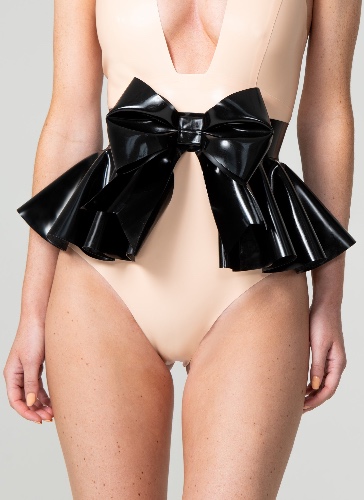 Latex Peplum Beau Belt | M / Black