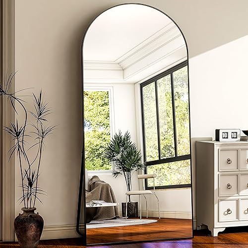 HARRITPURE 78" x 35" Arch Full Length Mirrors - Full Body Floor Mirror Large Mirror for Bedroom Standing/Hanging/Leaning Wall-Mounted Black - Black - 78"L x 35"W