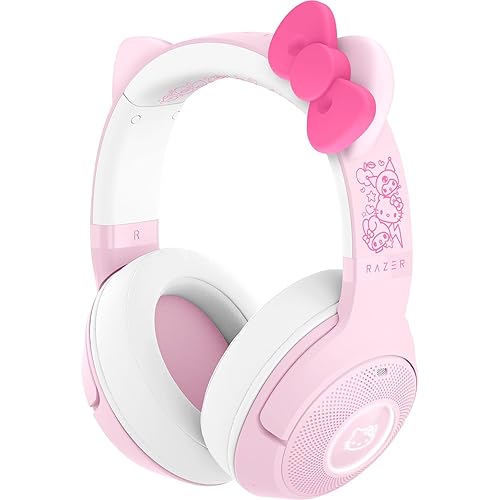 Razer Kraken Kitty V2 BT Wireless RGB Headset: Chroma RGB - Bluetooth 5.2-40 mm Drivers - Noise-Cancelling Mics - Lightweight - 40 Hr Battery w/Type C Charging - Hello Kitty & Friends Edition