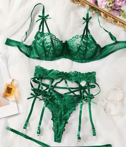 Groene kanten lingerie
