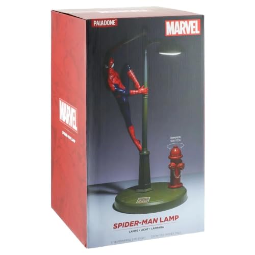 Paladone Spiderman Lamp, Spidey Table Lamp Licensed Marvel Comics Merchandise, Red, Blue, Gray, PP6369MC