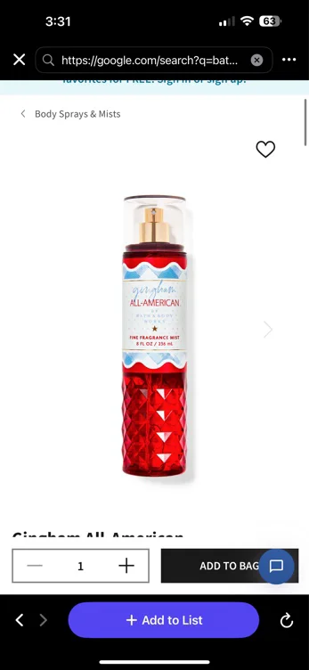 Gingham All-American Fine Fragrance Mist