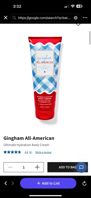Gingham All-American Ultimate Hydration Body Cream