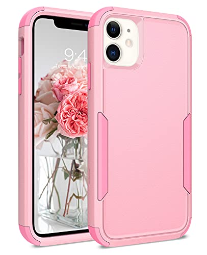 BENTOBEN iPhone 11 Case, Phone Case iPhone 11, Heavy Duty 3 in 1 Full Body Rugged Shockproof Hybrid Hard PC Soft TPU Bumper Drop Protective Girls Women Boy Men Covers for iPhone 11 6.1", Pink Design - C168-Pink