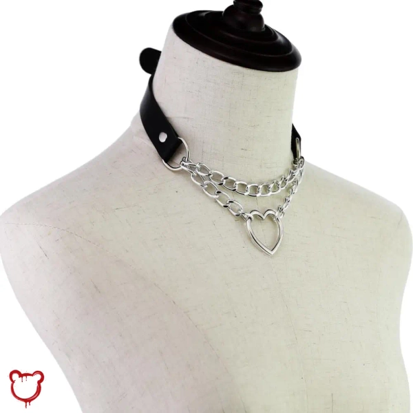 Black Goth Heart Chain Choker