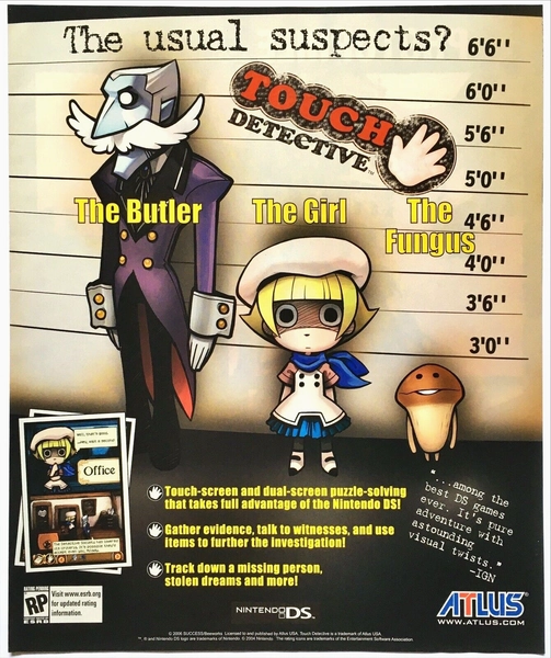 Print Ad 2006 Touch Detective Atlus Nintendo DS Original Promo Poster Art