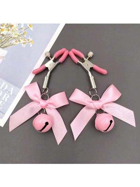 2pcs With Bell Nipple Clip, Adjustable Metal Nipple Stimulator, Non-Piercing Nipple Clip Jewelry, Female Sexual Pleasure Device Female Toy Stainless Steel Body Clip Sex Toys Boob Toys