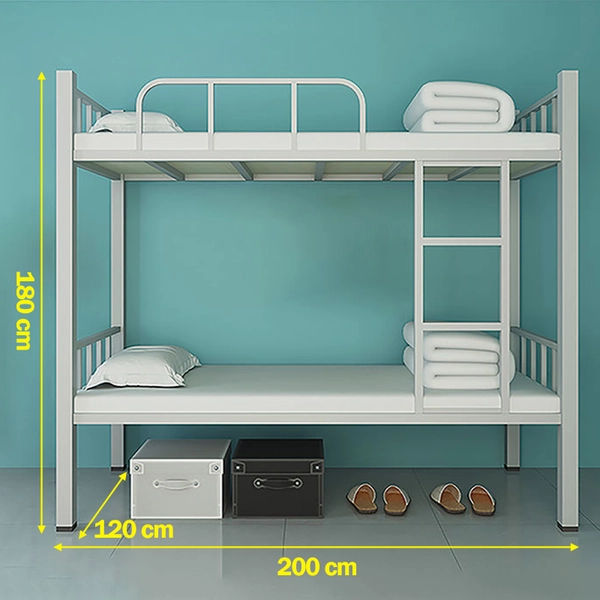 GREENEST Thickened Full Steel Double Decker Bed Iron Double Deck Bed Frame Heavy Duty Bunk Bed Dormitory Kids Adults