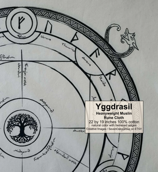 Yggdrasil Rune Cloth Natural Muslin