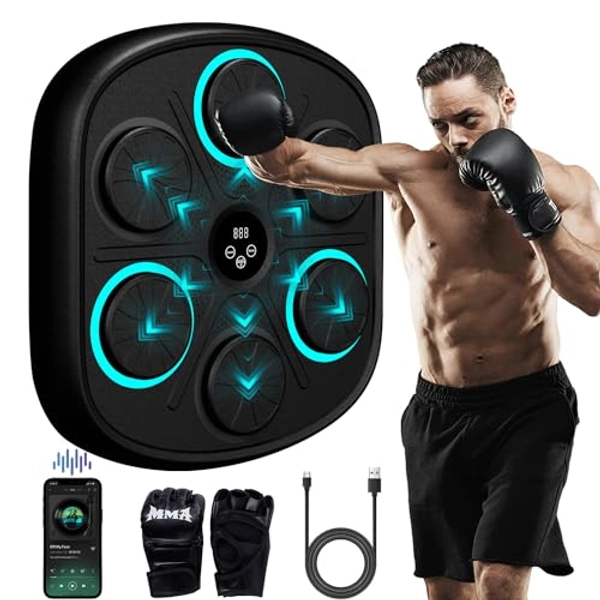 BOLUPO 2024 Upgrade Intelligent Music Boxing Machine, Electronic Boxing Trainer with Gloves, Music Workout Machine with Smart Display Screen Punching Machine for Adults, Good Gift for Birthday.