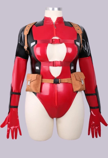 Plus-size Superhero Derivative Sexy Cosplay Set Bodysuit with Belt Waist Bag and Hood