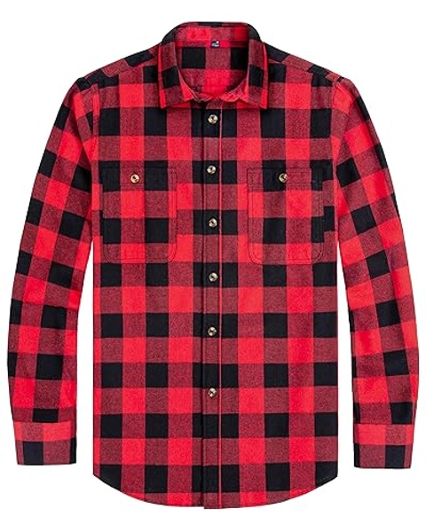 Men's Checked Flannel Shirt - Red