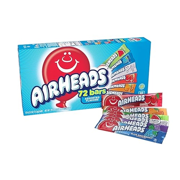 Airheads Candy Bars, Variety Bulk Box, Chewy Full Size Fruit Taffy, Back to School, Parties, Concessions, Non Melting, 72 Individually Wrapped Full Size Bars