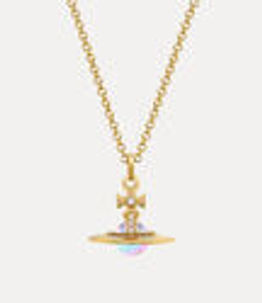 New Tiny Orb Pendant Necklace in GOLD-LIGHT-GOLD-QUARTZ-Crystal-PINK-AB-CZ | Vivienne Westwood®