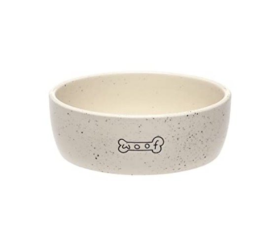 Pet Owner Dog Accessory, Ceramic, White, Microwave and Dishwasher Safe, Holds 3 Cups, 24 oz - Woof Pet Bowl Dish