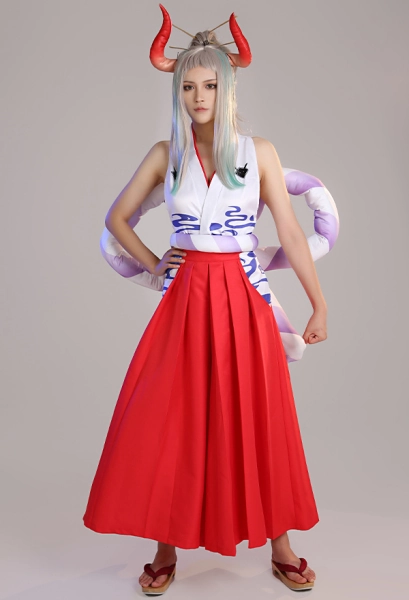 One Piece Yamato Vest and Pants Set Cosplay Costume with Waist Rope and Headdress