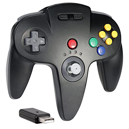 SAFFUN 2.4 GHz Wireless USB Controller Compatible with Switch, USB N64 Controller for Windows PC MAC Linux Raspberry Pi Retropie Switch NSO, Rechargeable, Plug and Play (Black) - Wireless for Switch/PC Black