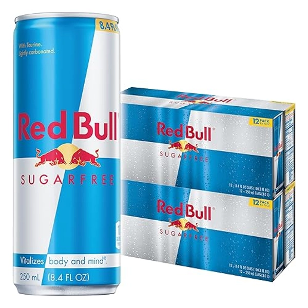 Red Bull Sugar Free Energy Drink with 80mg Caffeine plus Taurine & B Vitamins, 8.4 Fl Oz, 2 Packs of 12 Cans (Pack of 24)