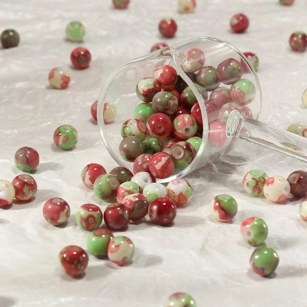 8mm Glass Beads Round Jelly Beads Green Red MultiColour Beads Loose beads Jewelry Making Bead Bracelet, R-8310