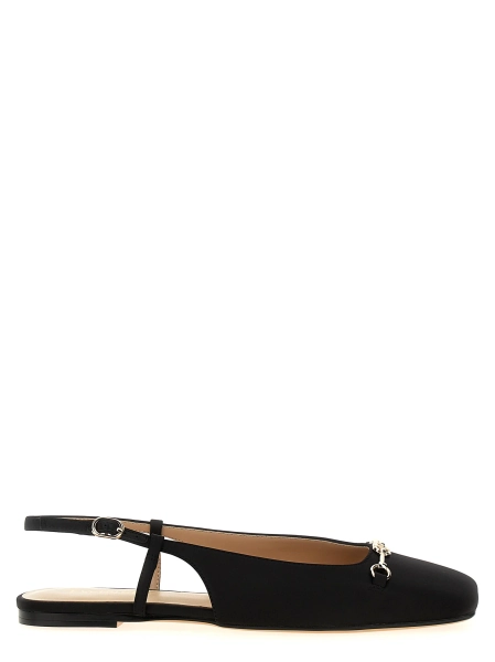 Satin Slingback Flat Shoes Black