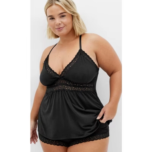 CITY CHIC | Women's Plus Size Viva Short Cami Set - black - 22W